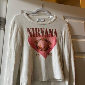 White Long Sleeve Nirvana Graphic Tee